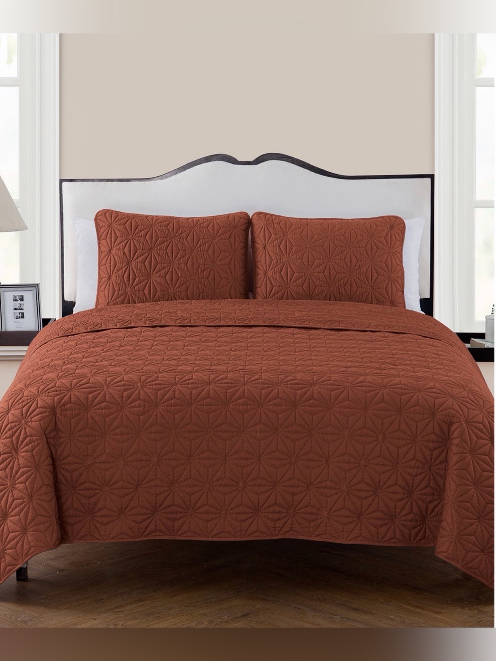 VCNY Home Kaleidoscope 3-Piece Quilt Set, Orange-Brown King